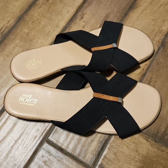 Good Soles by Catherines elastic crisscross Mule slip on sandal, size 12.5 women - Picture 2 of 7